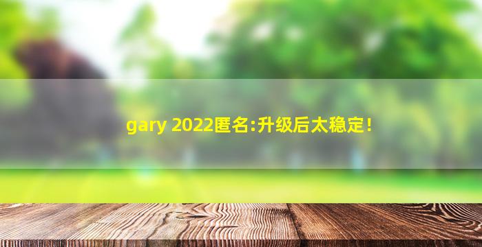 gary 2022匿名:升级后太稳定！